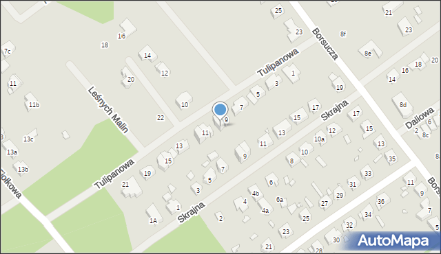 Szczecin, Tulipanowa, 9a, mapa Szczecina