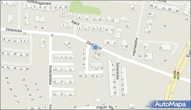 Szczecin, Turniowa, 3, mapa Szczecina