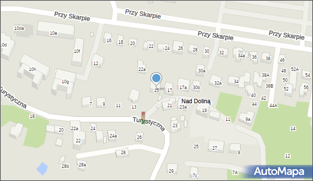 Toruń, Turystyczna, 15, mapa Torunia