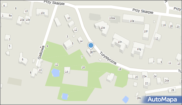 Toruń, Turystyczna, 16, mapa Torunia