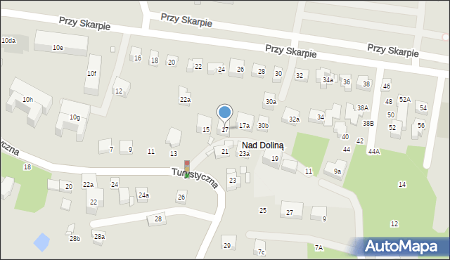 Toruń, Turystyczna, 17, mapa Torunia