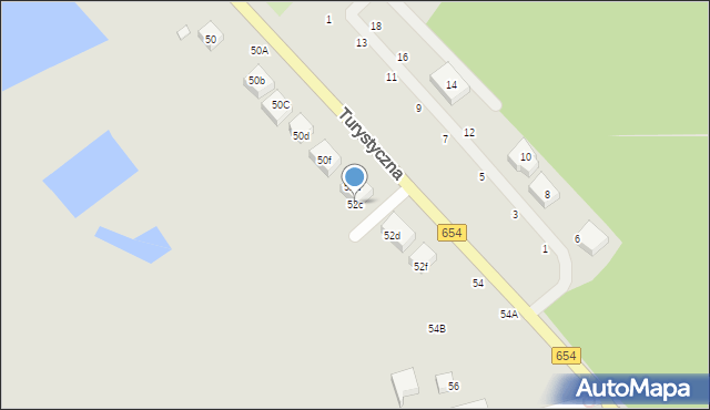 Toruń, Turystyczna, 52c, mapa Torunia