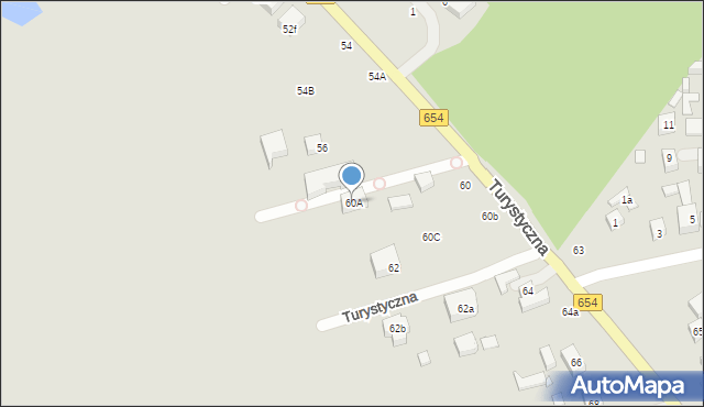 Toruń, Turystyczna, 60A, mapa Torunia