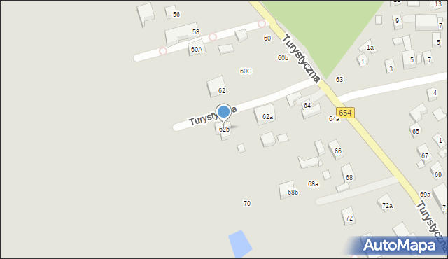 Toruń, Turystyczna, 62b, mapa Torunia