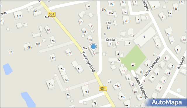 Toruń, Turystyczna, 71, mapa Torunia