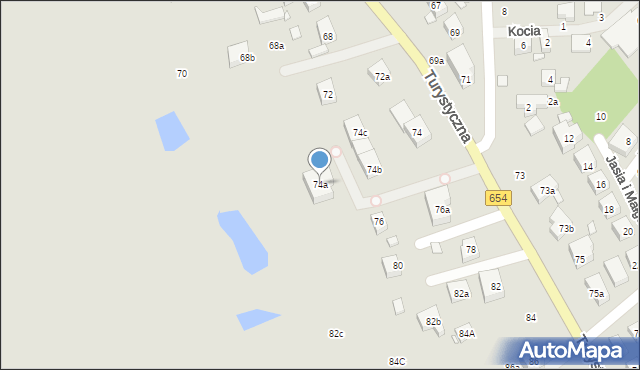 Toruń, Turystyczna, 74a, mapa Torunia