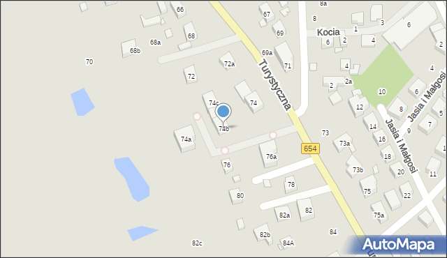 Toruń, Turystyczna, 74b, mapa Torunia