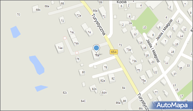 Toruń, Turystyczna, 76a, mapa Torunia