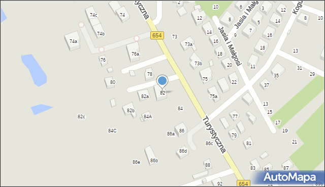 Toruń, Turystyczna, 82, mapa Torunia