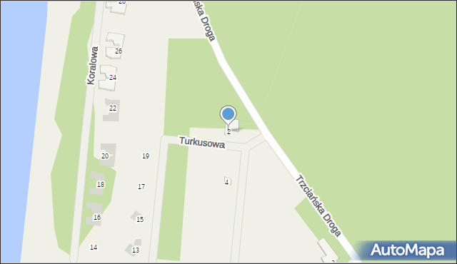 Trzciany, Turkusowa, 2, mapa Trzciany
