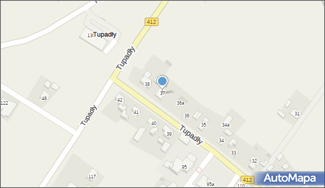 Tupadły, Tupadły, 37, mapa Tupadły