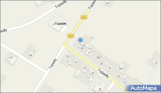 Tupadły, Tupadły, 38A, mapa Tupadły