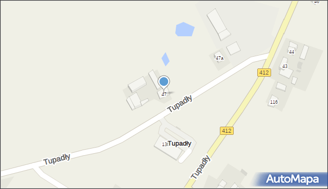 Tupadły, Tupadły, 47, mapa Tupadły