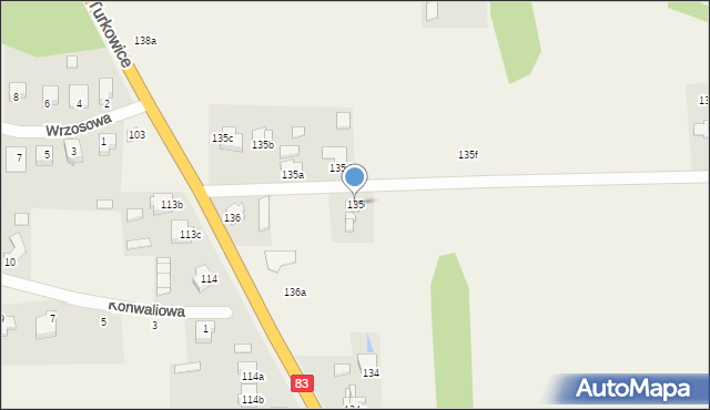 Turkowice, Turkowice, 135, mapa Turkowice