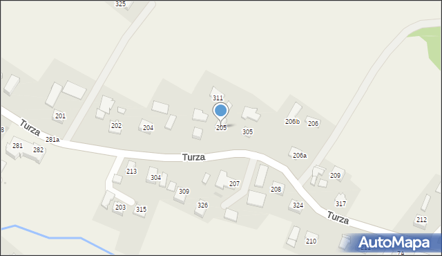 Turza, Turza, 205, mapa Turza