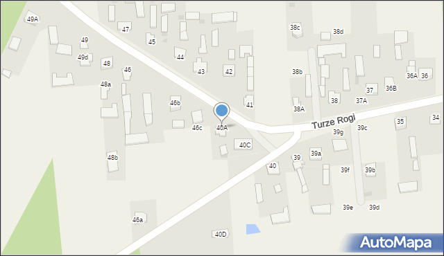 Turze Rogi, Turze Rogi, 40A, mapa Turze Rogi