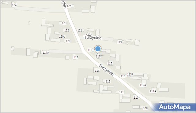Turzyniec, Turzyniec, 116, mapa Turzyniec