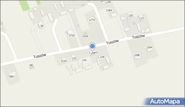 Tuszów, Tuszów, 105, mapa Tuszów