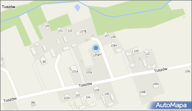 Tuszów, Tuszów, 107A, mapa Tuszów