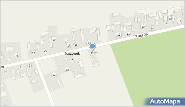 Tuszów, Tuszów, 14, mapa Tuszów