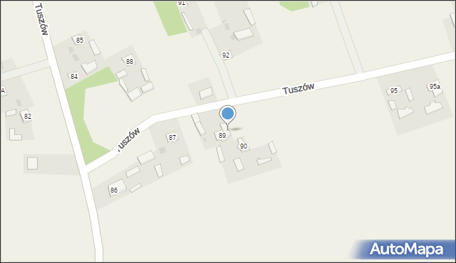 Tuszów, Tuszów, 89A, mapa Tuszów