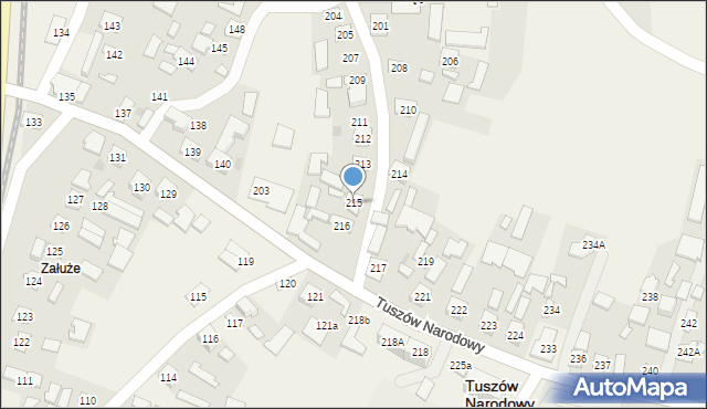 Tuszów Narodowy, Tuszów Narodowy, 215, mapa Tuszów Narodowy