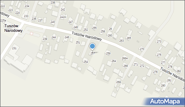 Tuszów Narodowy, Tuszów Narodowy, 257, mapa Tuszów Narodowy