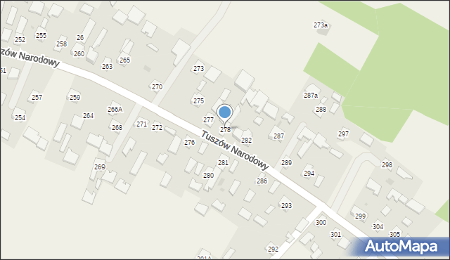 Tuszów Narodowy, Tuszów Narodowy, 278, mapa Tuszów Narodowy