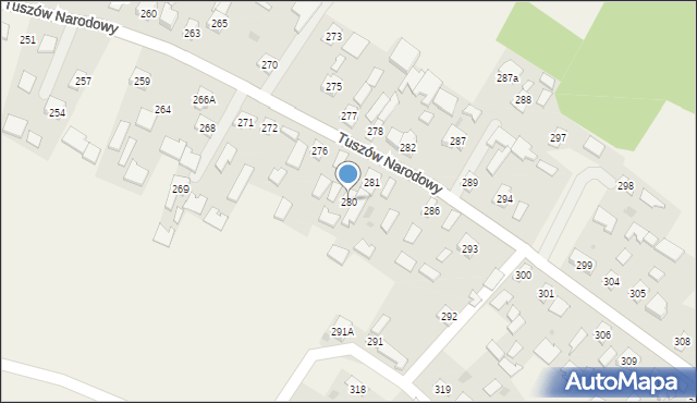Tuszów Narodowy, Tuszów Narodowy, 280, mapa Tuszów Narodowy