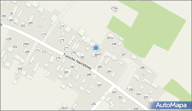 Tuszów Narodowy, Tuszów Narodowy, 287, mapa Tuszów Narodowy