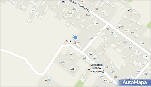 Tuszów Narodowy, Tuszów Narodowy, 291, mapa Tuszów Narodowy