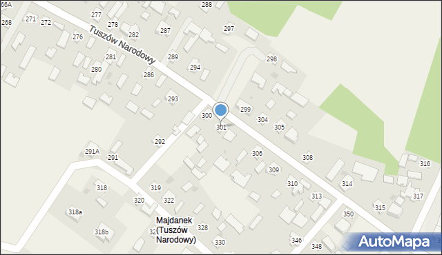 Tuszów Narodowy, Tuszów Narodowy, 301, mapa Tuszów Narodowy