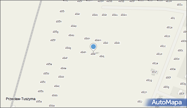 Tuszyma, Tuszyma, 494i, mapa Tuszyma