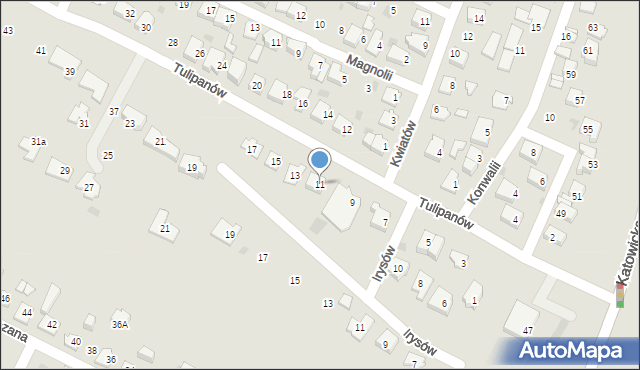 Tychy, Tulipanów, 11, mapa Tychów