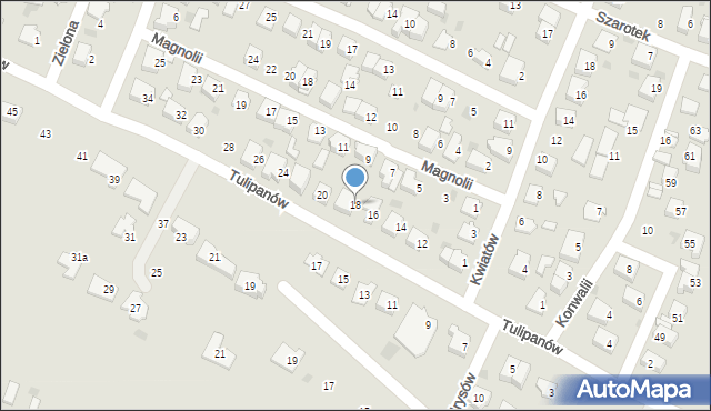 Tychy, Tulipanów, 18, mapa Tychów