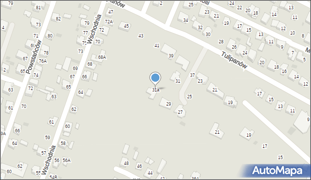 Tychy, Tulipanów, 31a, mapa Tychów