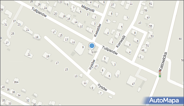 Tychy, Tulipanów, 7, mapa Tychów