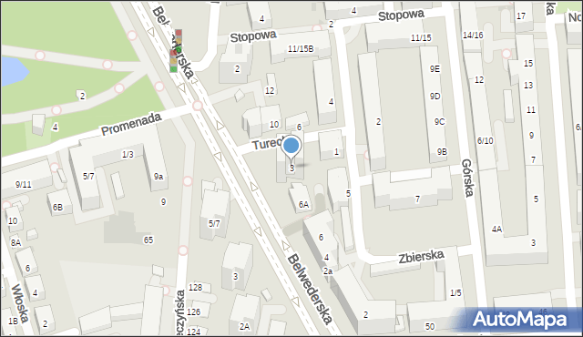 Warszawa, Turecka, 3, mapa Warszawy