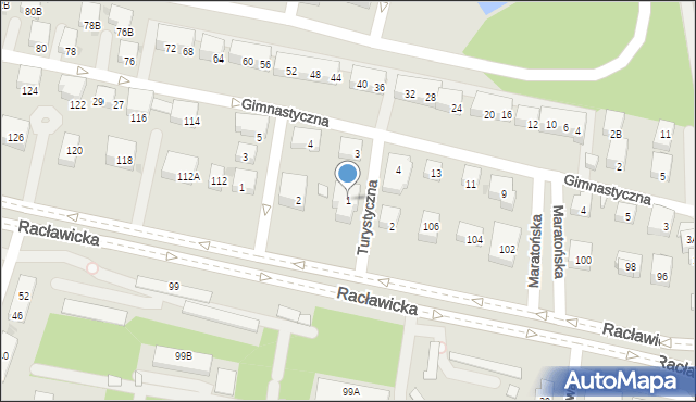 Warszawa, Turystyczna, 1, mapa Warszawy