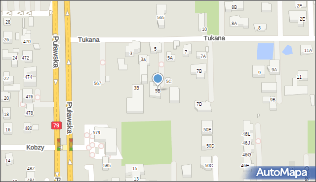 Warszawa, Tukana, 5B, mapa Warszawy