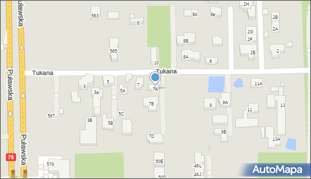 Warszawa, Tukana, 7A, mapa Warszawy