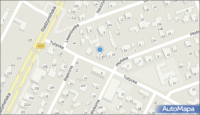 Warszawa, Tużycka, 5A, mapa Warszawy