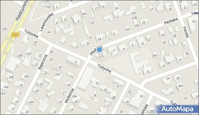 Warszawa, Tużycka, 7, mapa Warszawy