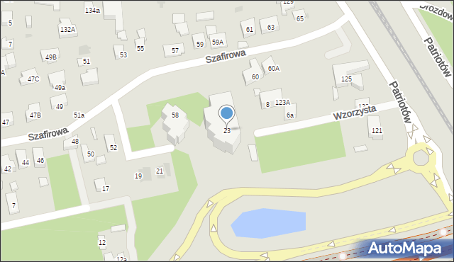 Warszawa, Tuberozy, 23, mapa Warszawy