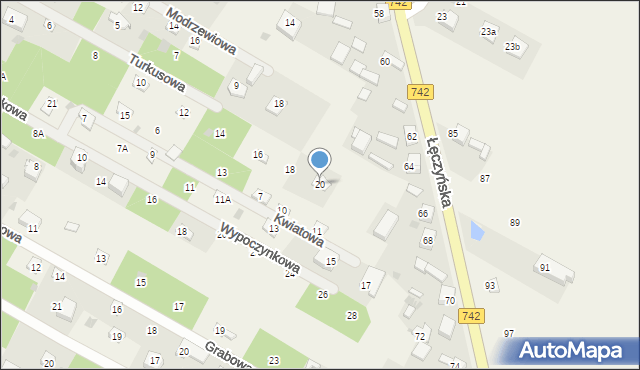 Włodzimierzów, Turkusowa, 20, mapa Włodzimierzów