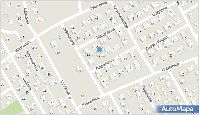 Wołomin, Tulipanowa, 3, mapa Wołomin