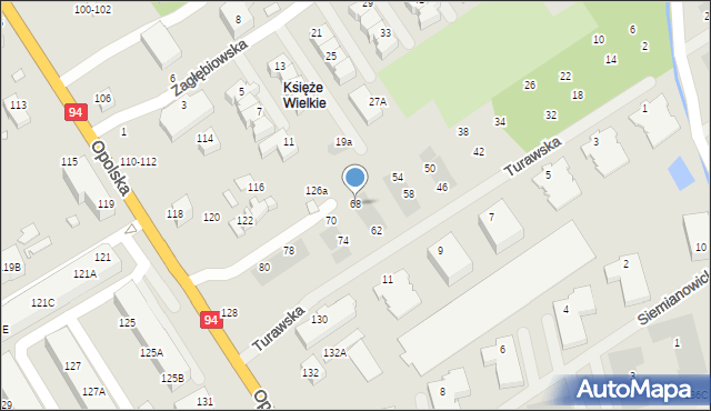 Wrocław, Turawska, 68, mapa Wrocławia