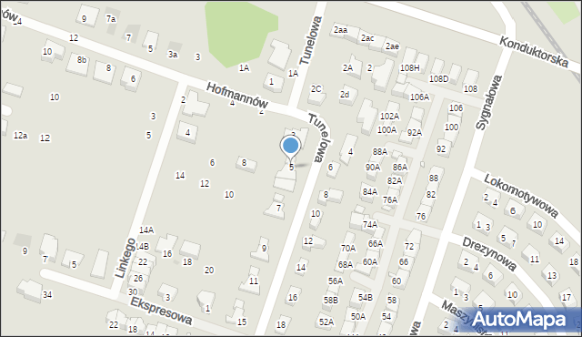 Wrocław, Tunelowa, 5, mapa Wrocławia