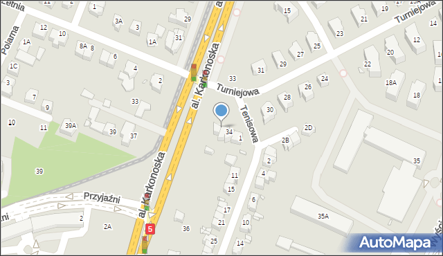 Wrocław, Turniejowa, 36, mapa Wrocławia