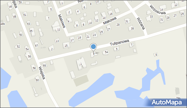 Występ, Tulipanowa, 3, mapa Występ